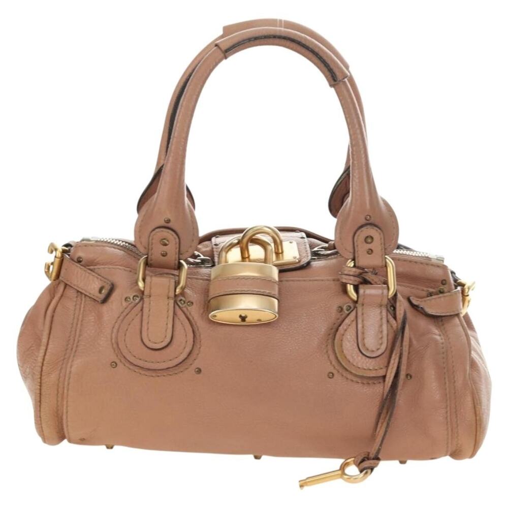 Chloe Leather Paddington Handbag Beige